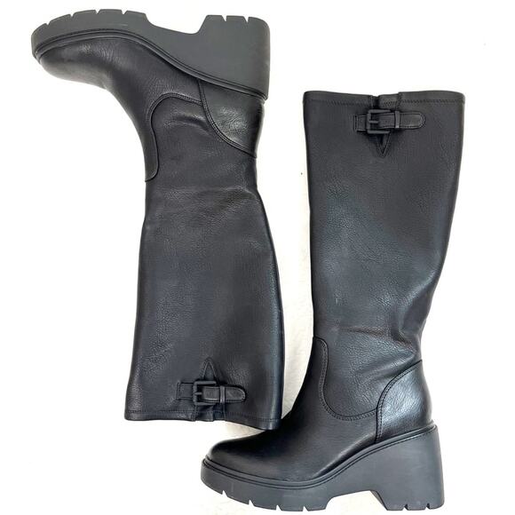 Soul Naturalizer Women’s Black Leather Knee-High Boots Chunky Rubber Heel Size 9 - Picture 1 of 10